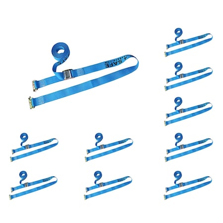 Tie 4 Safe 2 x 20' E Track Cam Buckle Straps w/ E Clips, WLL- 833 lbs., PK10 CT11-20M23B-10